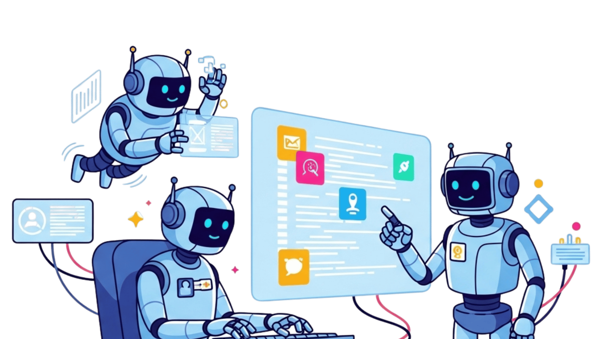 Abstract background with robots and tech elements